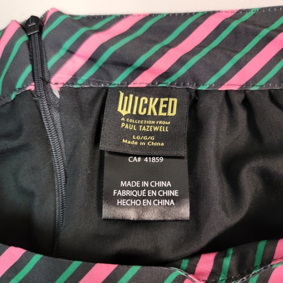 Wicked Paul Tazewell Bubble Mini Skirt Black Green Pink Stripes Size L - Picture 3 of 8